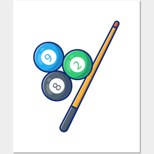 Billiard Cartoon Vector Icon Illustration Posters and Art